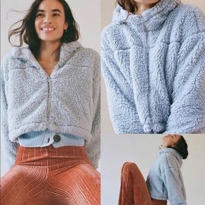 Urban Outfitters Bdg Hooded Cropped Teddy Bear Jacket